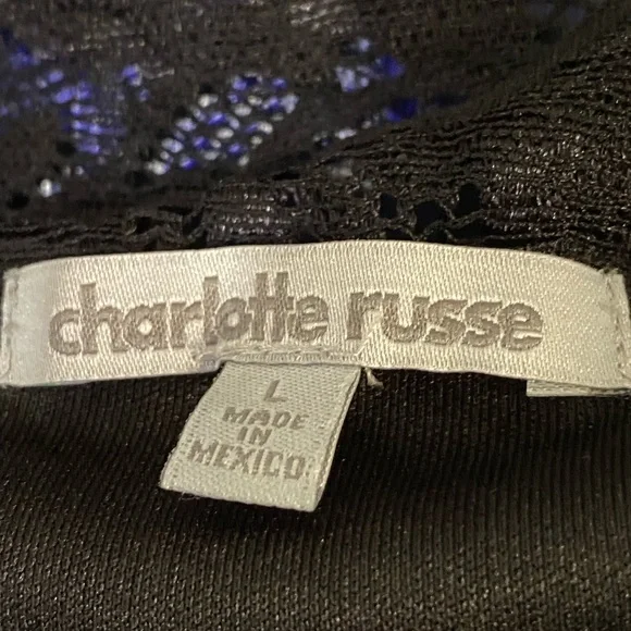 Charlotte Russe Y2K Black Lace Off The Shoulder Top L Retro Rockabilly Pinup - Picture 8 of 9